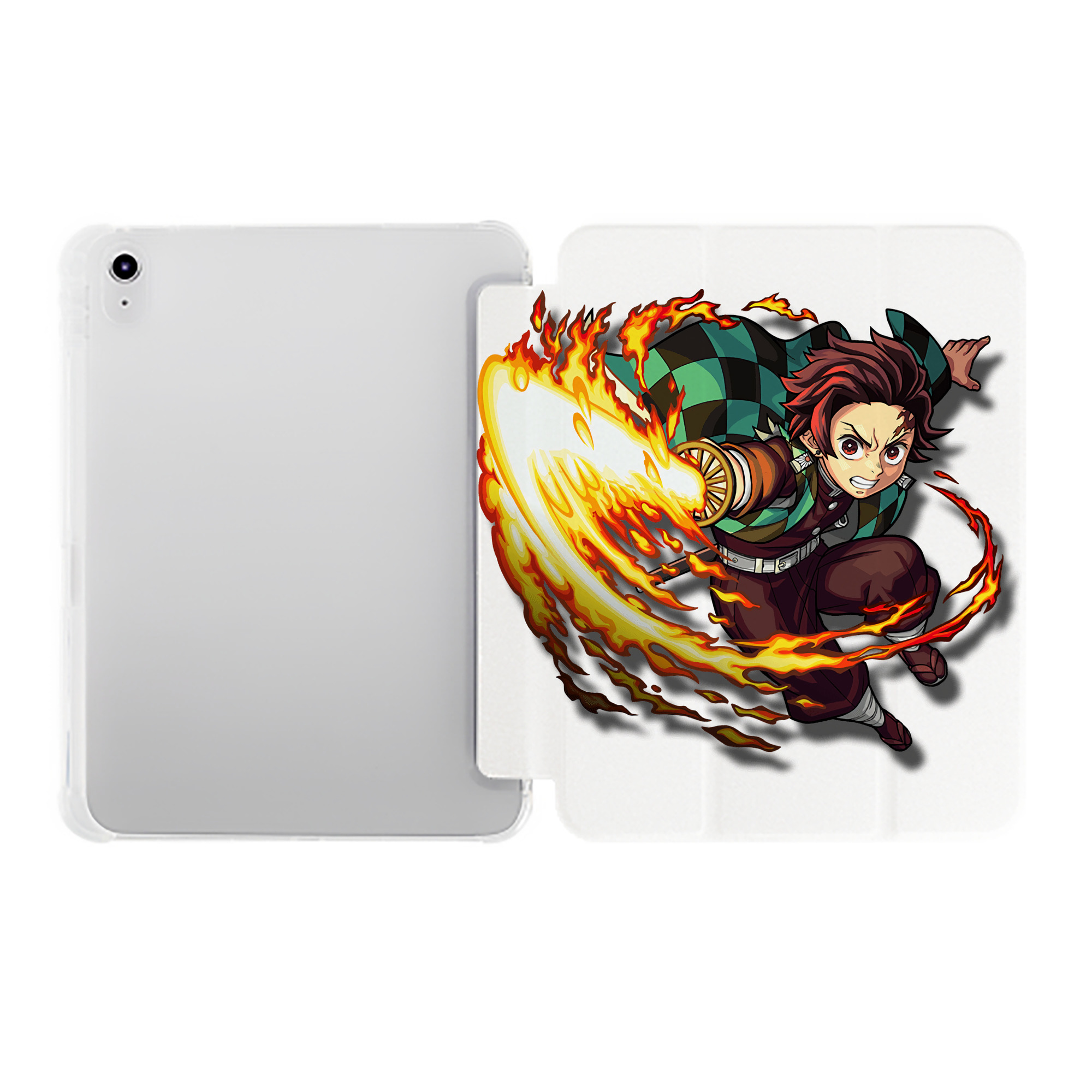 （画像用） 鬼滅の刃 竈門 炭治郎／かまど たんじろう Kamado Tanjirou IPad ケース ペン収納付き 三つ折りスタンド PUレザー×シリコン 対応機種9.5/10.5/10.9インチ